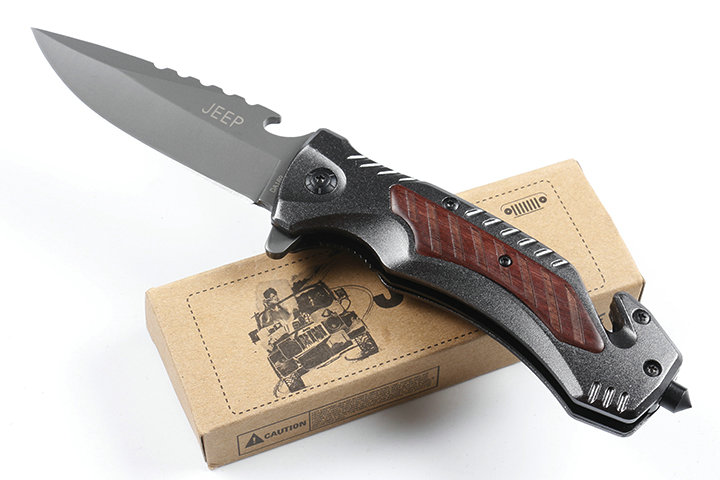 JEEP DA169 fast opening folding knife with bottle opener and glass breaker UD405447 